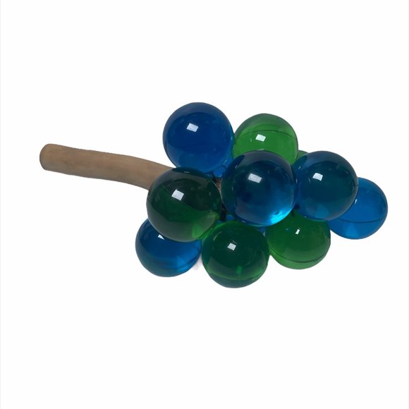 MCM Blue/Green Lucite Grape Cluster on Driftwood